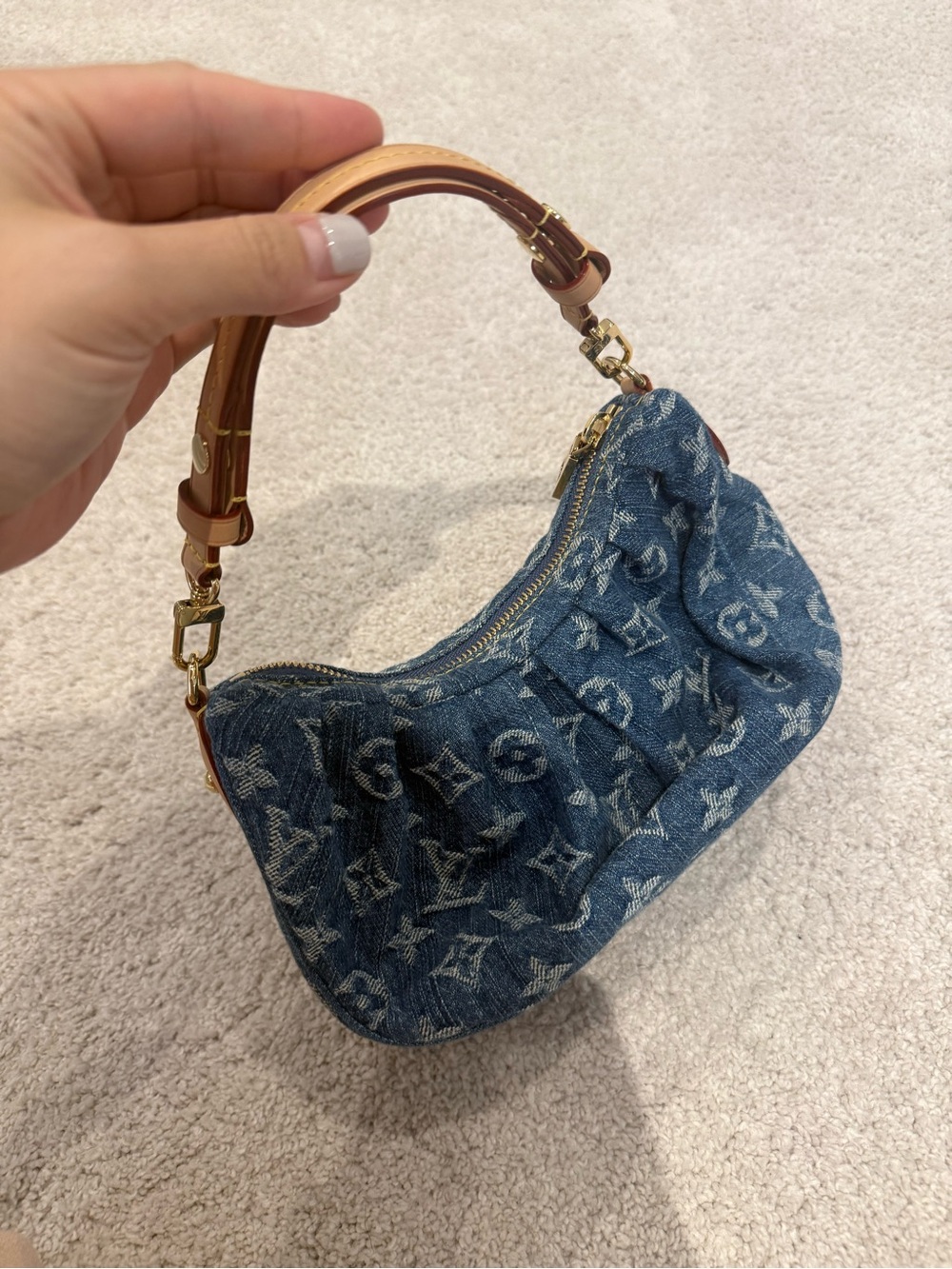 Louis Vuitton Denim Mini Bag in Blue with Tan Leather Trim